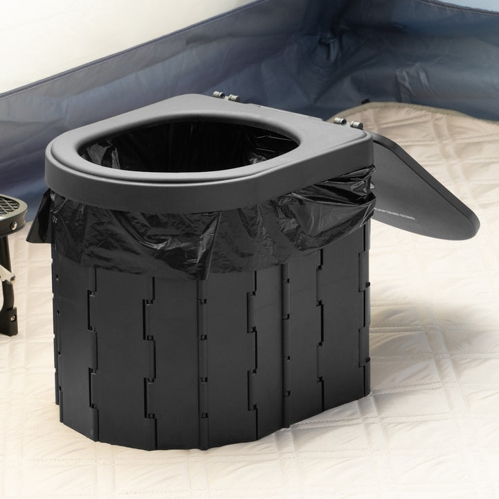 簡易トイレポータブルトイレD型折りたたみコンパクトゴミ袋凝固剤収納袋付き