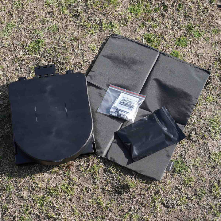 簡易トイレポータブルトイレD型折りたたみコンパクトゴミ袋凝固剤収納袋付き