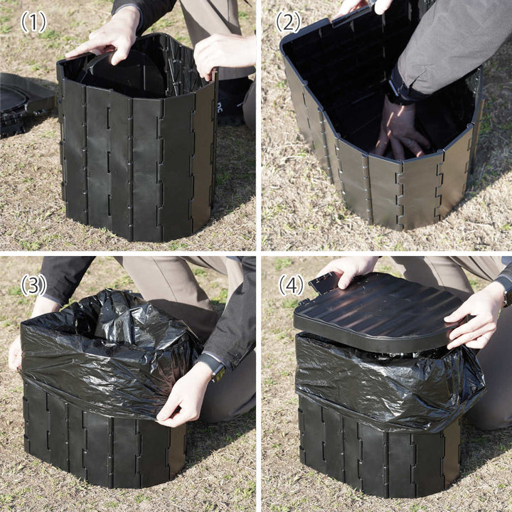 簡易トイレポータブルトイレD型折りたたみコンパクトゴミ袋凝固剤収納袋付き