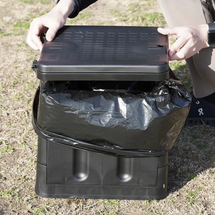 簡易トイレポータブルトイレスクウェア折りたたみコンパクトゴミ袋凝固剤収納袋付き