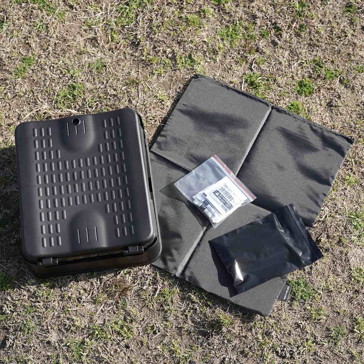 簡易トイレポータブルトイレスクウェア折りたたみコンパクトゴミ袋凝固剤収納袋付き