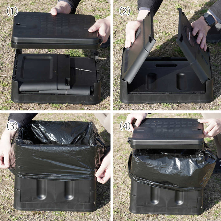 簡易トイレポータブルトイレスクウェア折りたたみコンパクトゴミ袋凝固剤収納袋付き