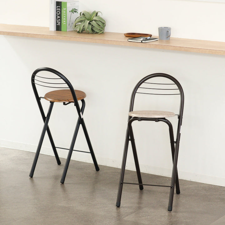 折りたたみ椅子座面高58cm背もたれ付フォールディングハイチェア