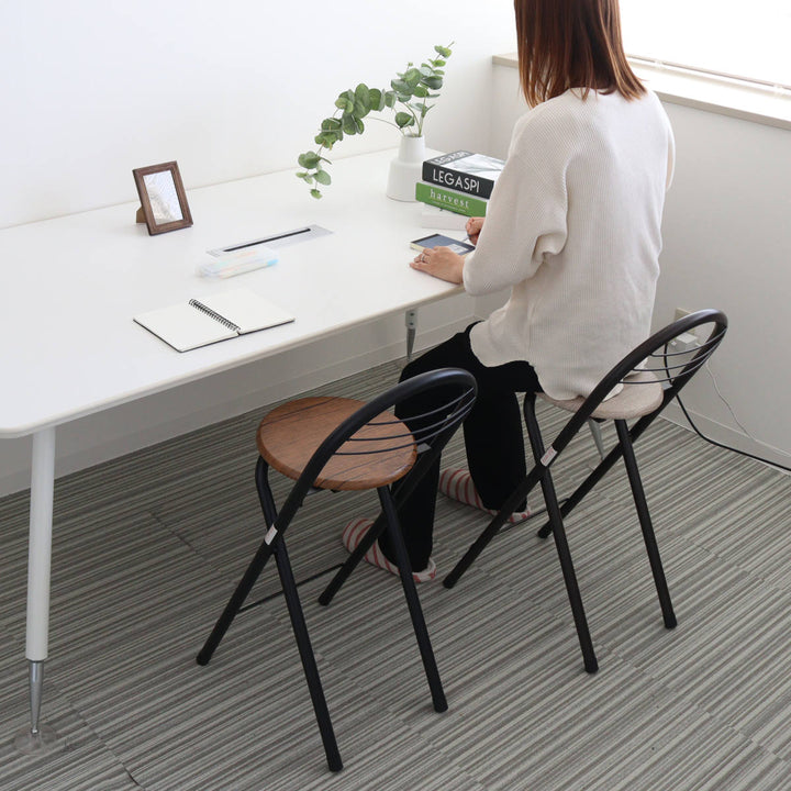 折りたたみ椅子座面高58cm背もたれ付フォールディングハイチェア