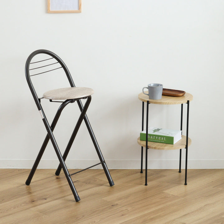 折りたたみ椅子座面高58cm背もたれ付フォールディングハイチェア