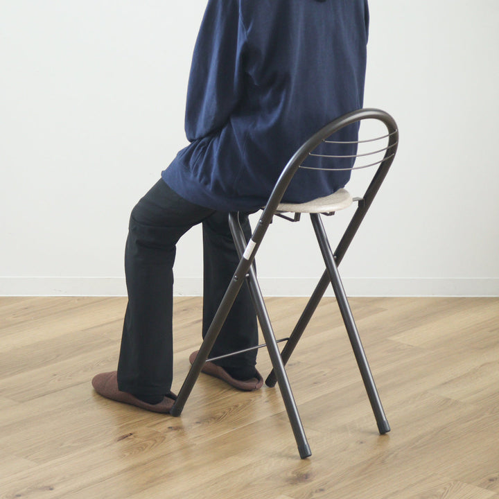 折りたたみ椅子座面高58cm背もたれ付フォールディングハイチェア