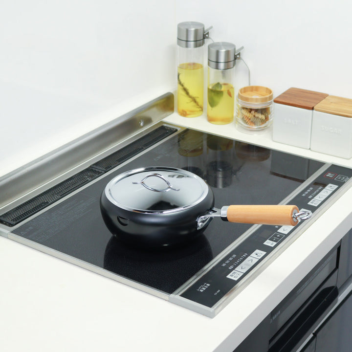 片手天ぷら鍋20cmIH対応蓋付きラルス油はねしにくい揚げ鍋