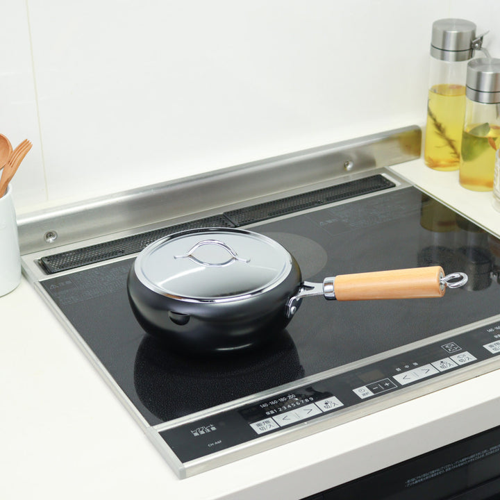 片手天ぷら鍋20cmIH対応蓋付きラルス油はねしにくい揚げ鍋