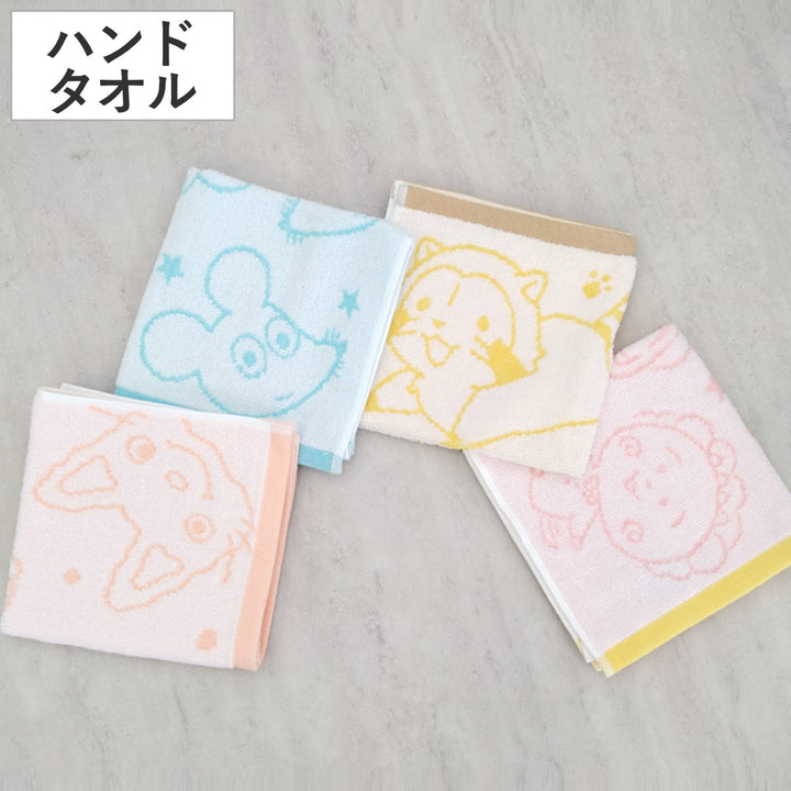 ハンドタオル絵本キャラクター無撚糸34×35cm