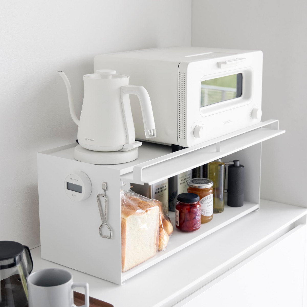 山崎実業 tower 前が開くキッチンカウンター上収納ラック タワー D24