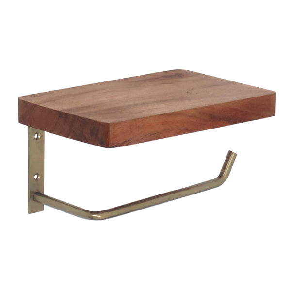 トイレットペーパーホルダーアカシア天然木スチール