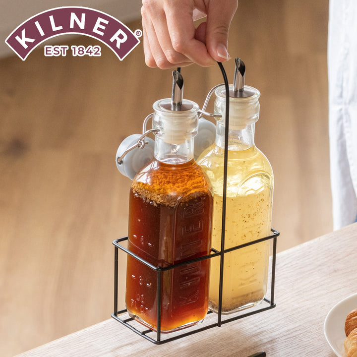 調味料入れKILNER300ml2本セットOilBottles&MetalRack