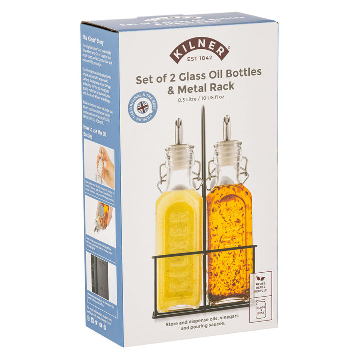調味料入れKILNER300ml2本セットOilBottles&MetalRack