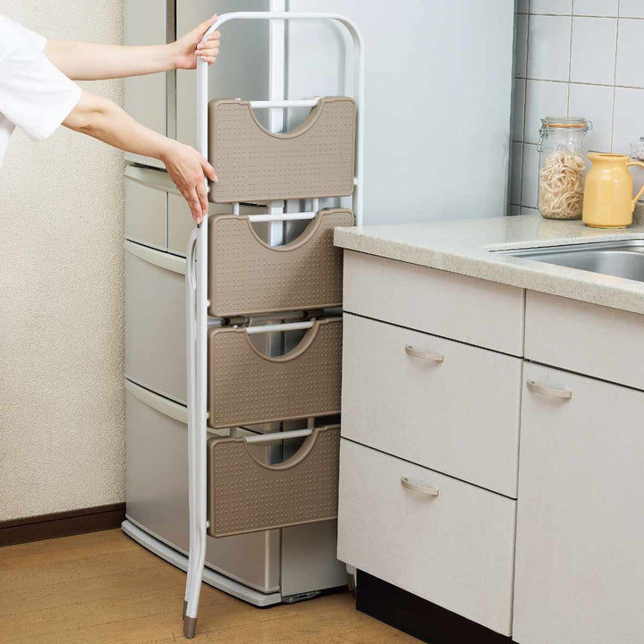 脚立コンパクト踏み台4段折りたたみホワイトラテ