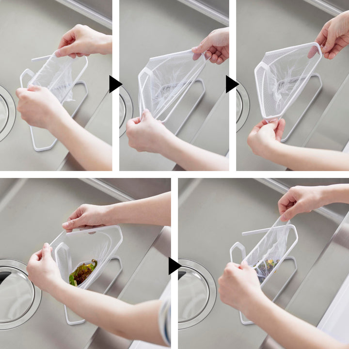 山崎実業tower水切りネットが付けられる三角コーナータワー