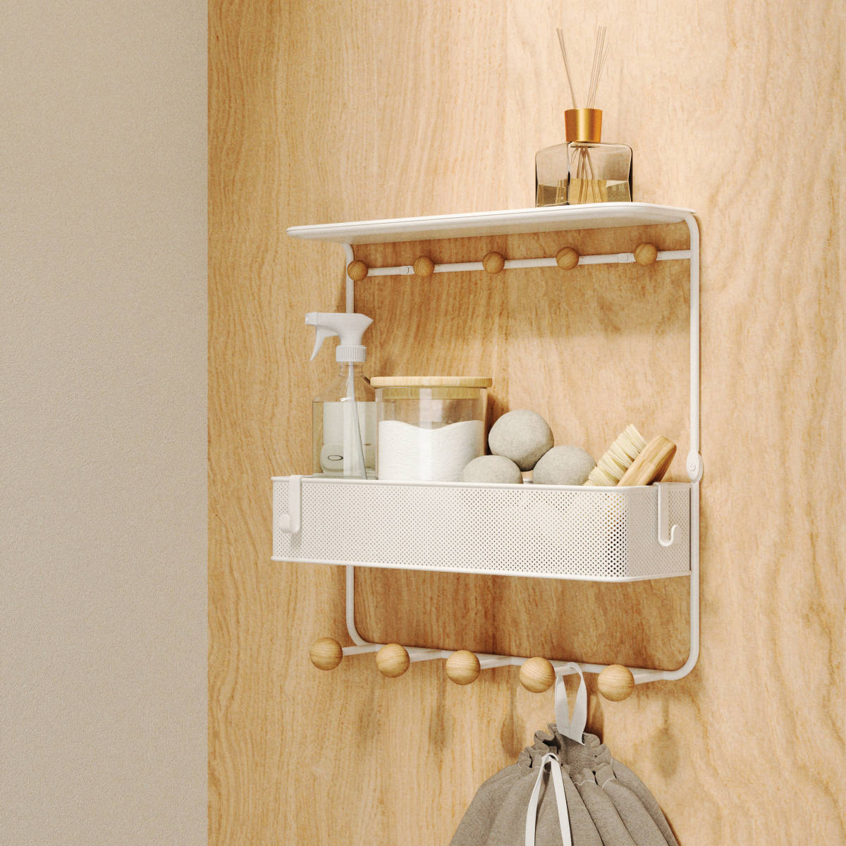 棚 壁 エスティーケ シェルフ フック 幅32×奥行10×高さ31cm – ハウジー