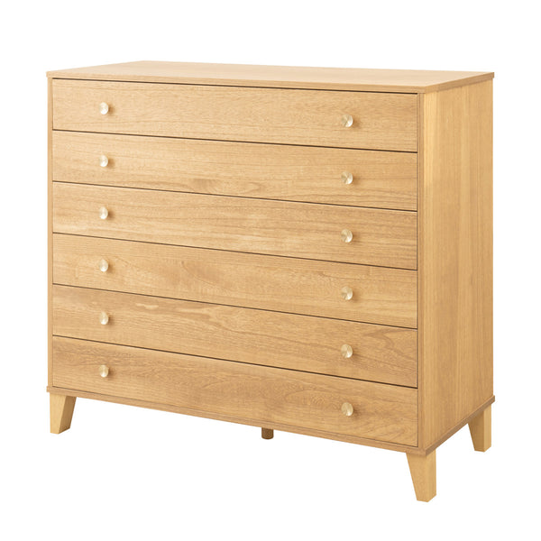 桐脚付き洋風チェスト幅100cm6段真鍮取っ手積み重ね日本製