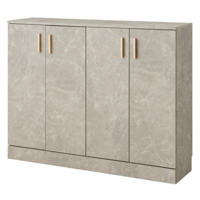 カウンター下収納 キャビネット 幅112cm 扉4枚 大理石調