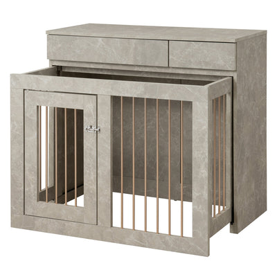 ペットケージ 幅90cm スライド式 キャビネット 大理石調