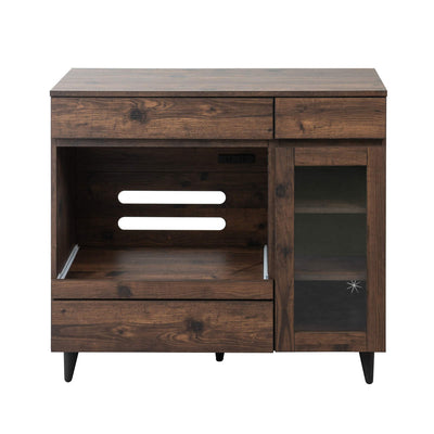 キッチンカウンター 幅90cm レンジ台 スライド棚 2口コンセント Arizona