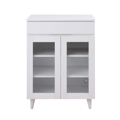 キッチンカウンター 幅60cm ガラス扉 ミニカップボード ホワイトリヴ