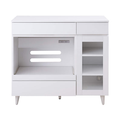 キッチンカウンター 幅90cm レンジ台 スライド棚 2口コンセント ホワイトリヴ