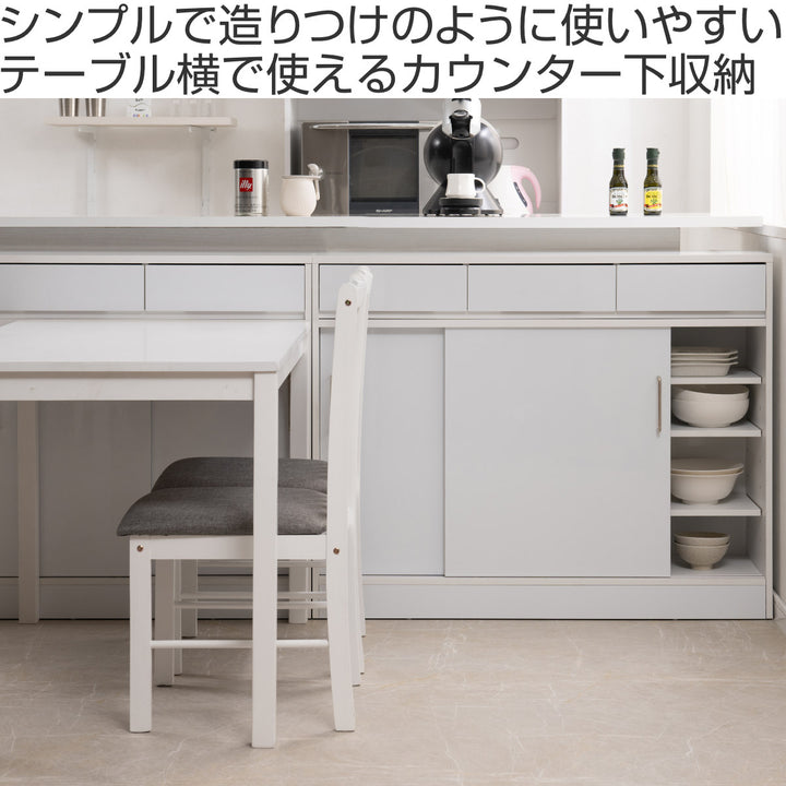 カウンター下収納幅110cmキャビネット引き戸艶有り