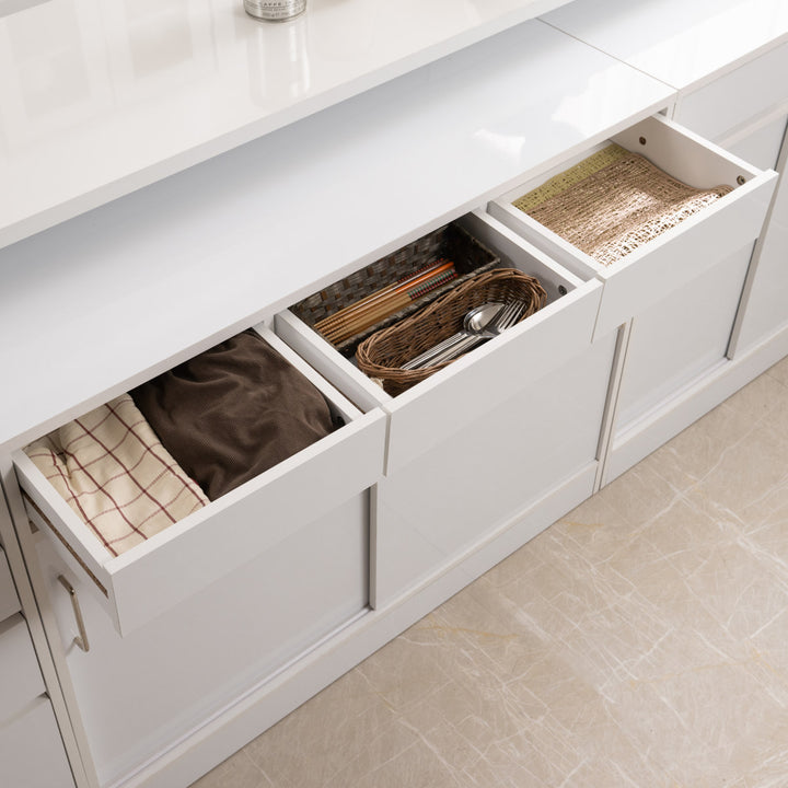 カウンター下収納幅110cmキャビネット引き戸艶有り