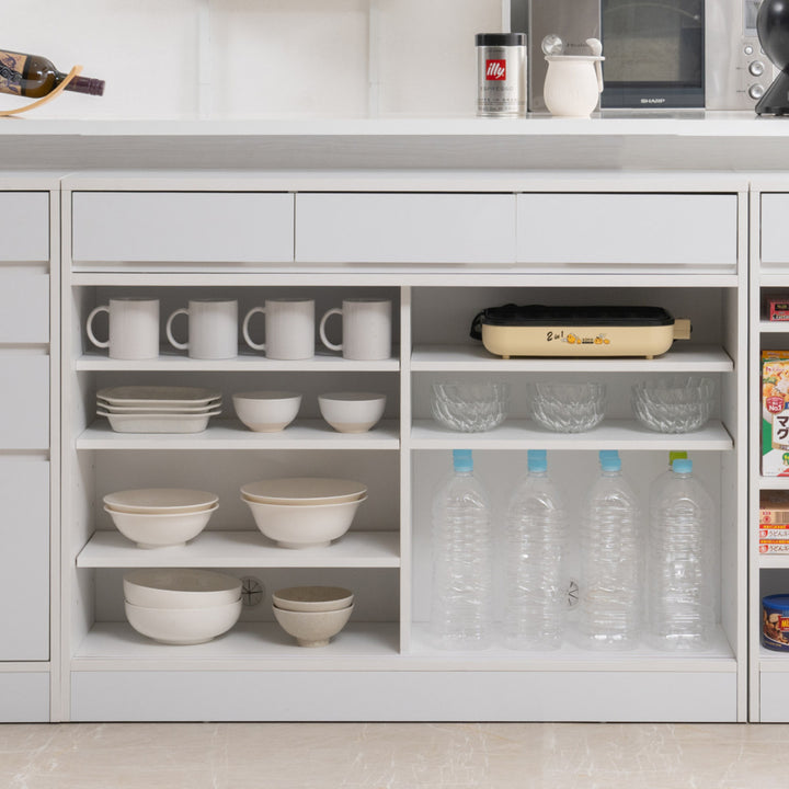 カウンター下収納幅110cmキャビネット引き戸艶有り