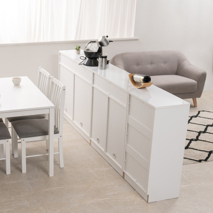 カウンター下収納幅110cmキャビネット引き戸艶有り