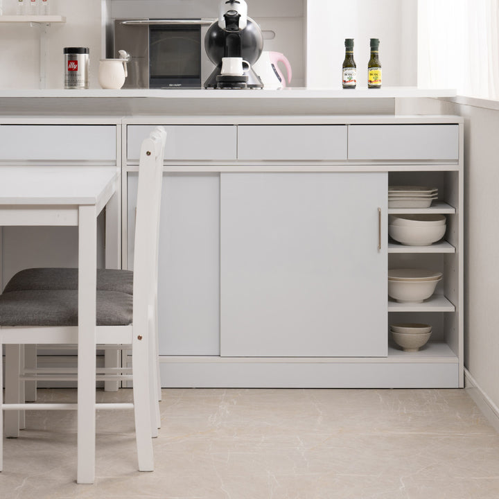 カウンター下収納幅110cmキャビネット引き戸艶有り