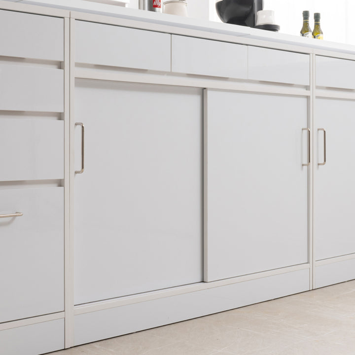 カウンター下収納幅110cmキャビネット引き戸艶有り