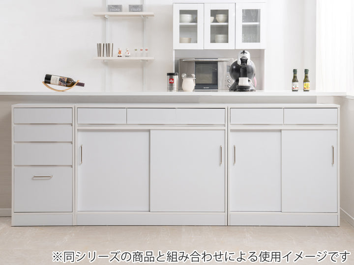 カウンター下収納幅110cmキャビネット引き戸艶有り