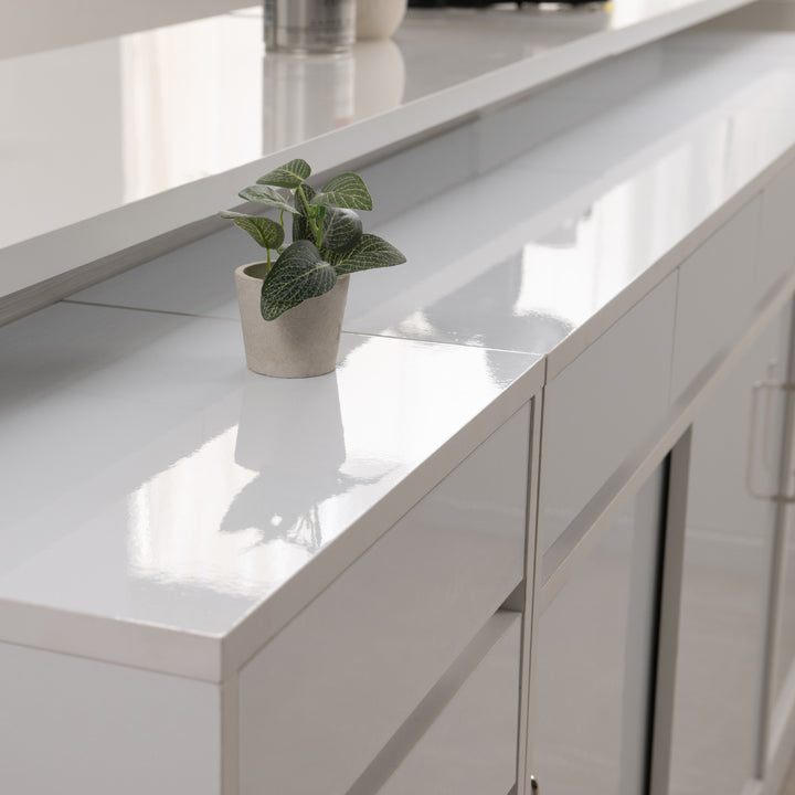 カウンター下収納幅110cmキャビネット引き戸艶有り