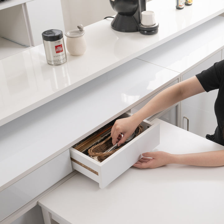 カウンター下収納幅110cmキャビネット引き戸艶有り