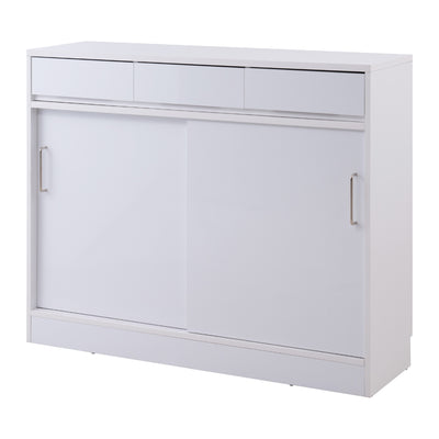 カウンター下収納 幅110cm キャビネット 引き戸 艶有り