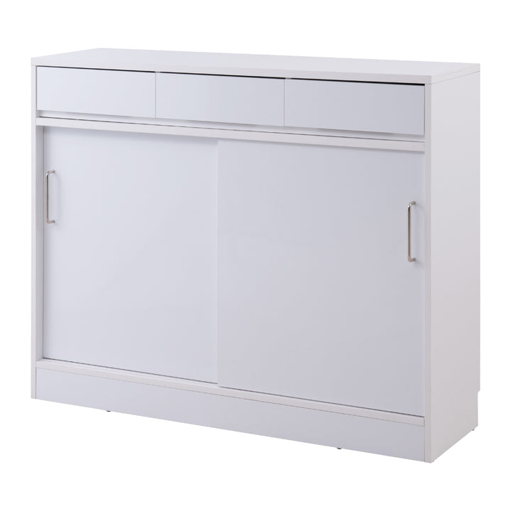 カウンター下収納幅110cmキャビネット引き戸艶有り