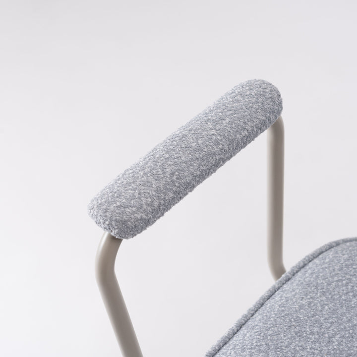 ダイニングチェア座面高48cmアームチェアブークレ生地