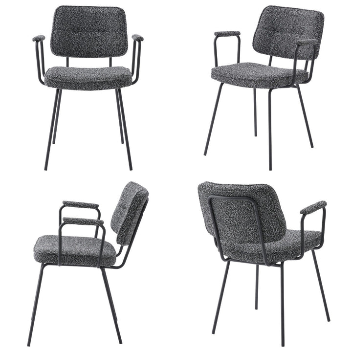 ダイニングチェア座面高48cmアームチェアブークレ生地