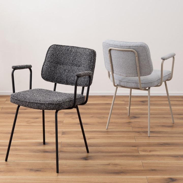 ダイニングチェア座面高48cmアームチェアブークレ生地