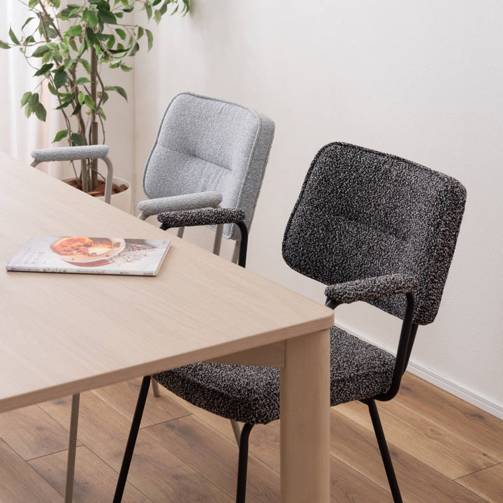 ダイニングチェア座面高48cmアームチェアブークレ生地