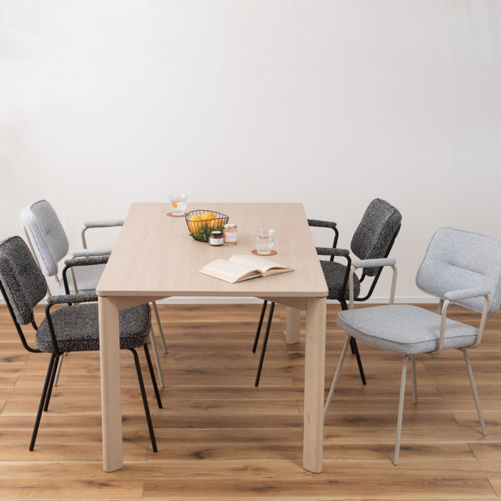 ダイニングチェア座面高48cmアームチェアブークレ生地