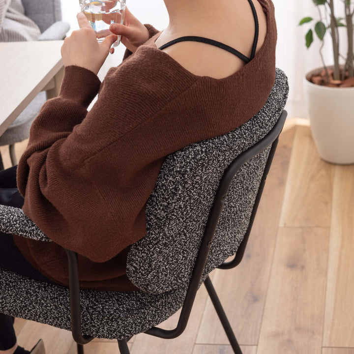 ダイニングチェア座面高48cmアームチェアブークレ生地