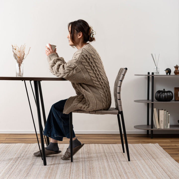 ダイニングチェア座面高45cm編み込み生地