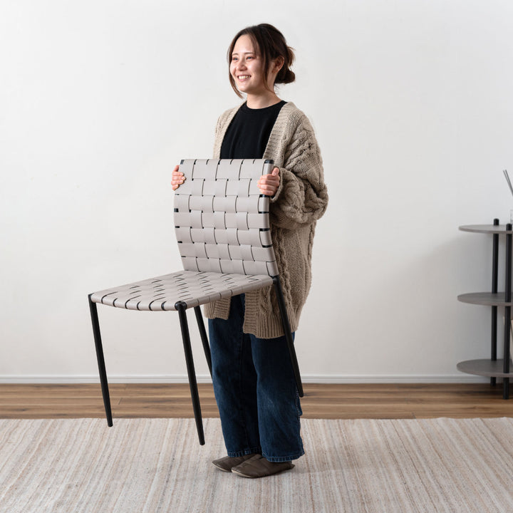 ダイニングチェア座面高45cm編み込み生地