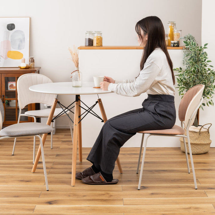 ダイニングチェア座面高45cmくすみカラーファブリック座面