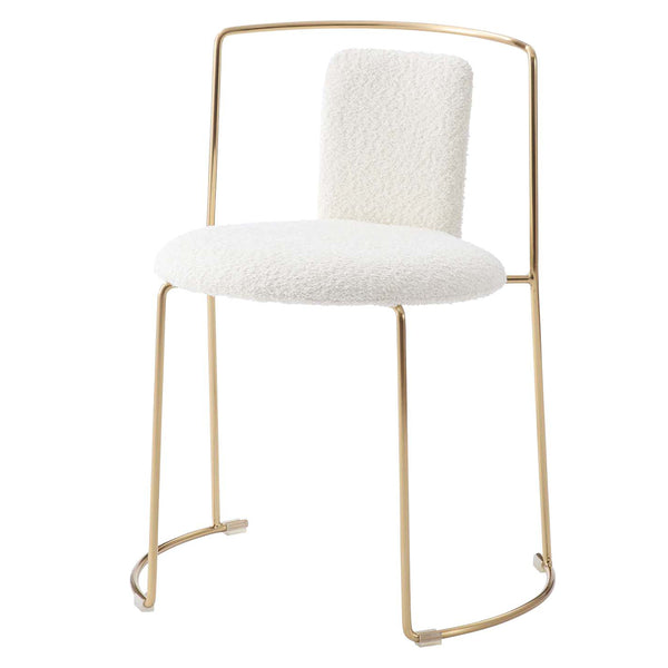 ダイニングチェア座面高48cm丸座面アンティークゴールド