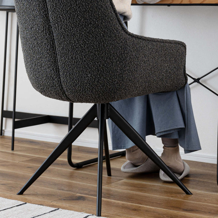 ダイニングチェア座面高49cm回転肘掛け付きファブリック