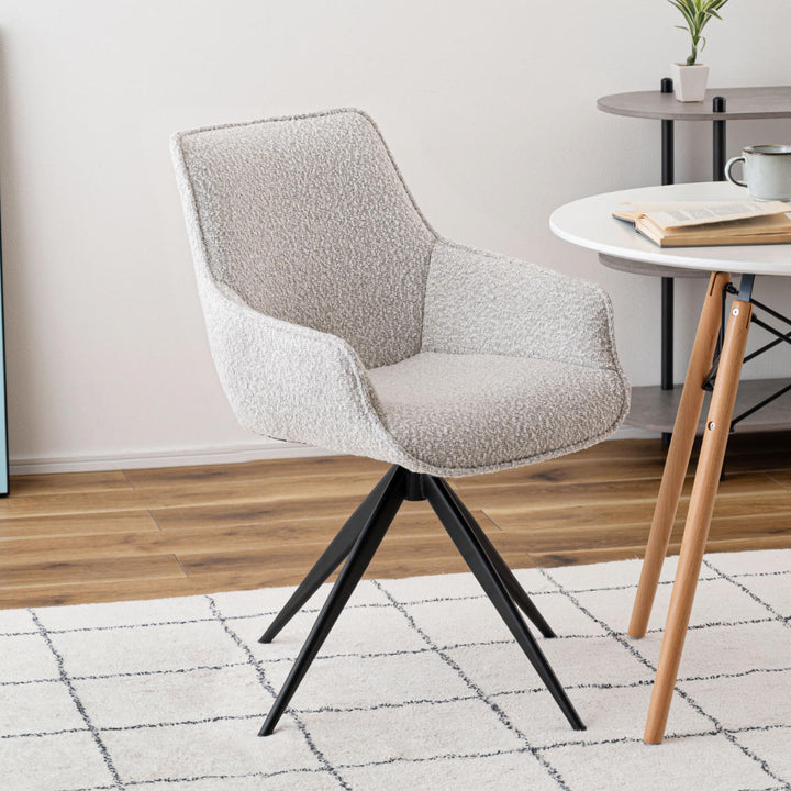 ダイニングチェア座面高49cm回転肘掛け付きファブリック