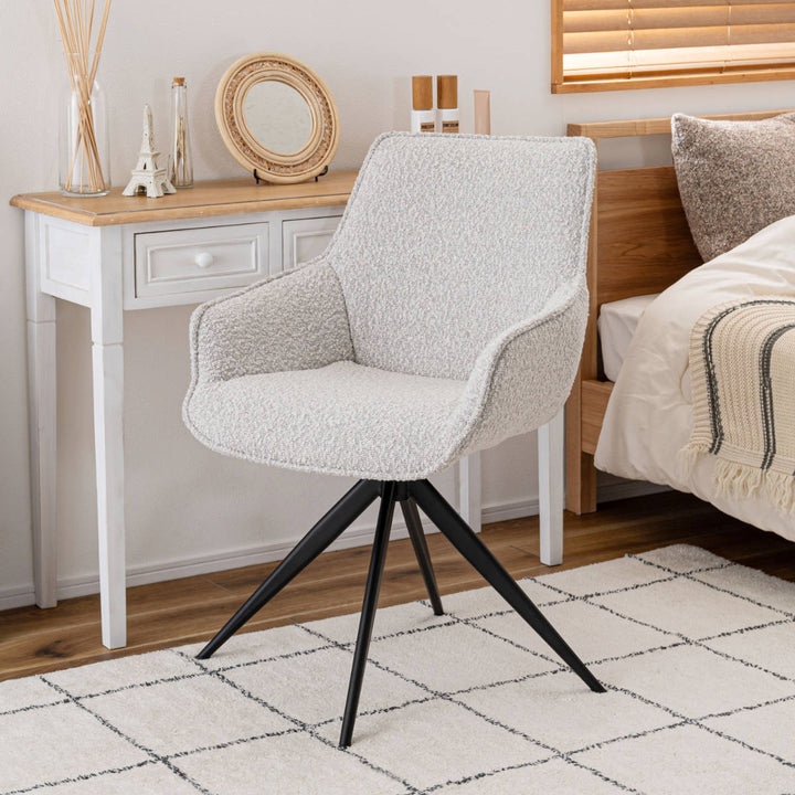 ダイニングチェア座面高49cm回転肘掛け付きファブリック